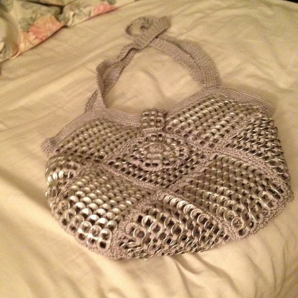 Grey purse made by my grandmother