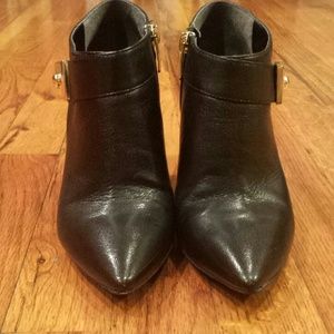 SOLD Angiolini Black Boots with gold buckle detail