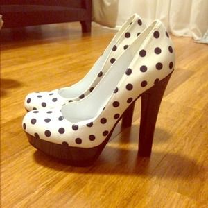 Polka dot heels never worn