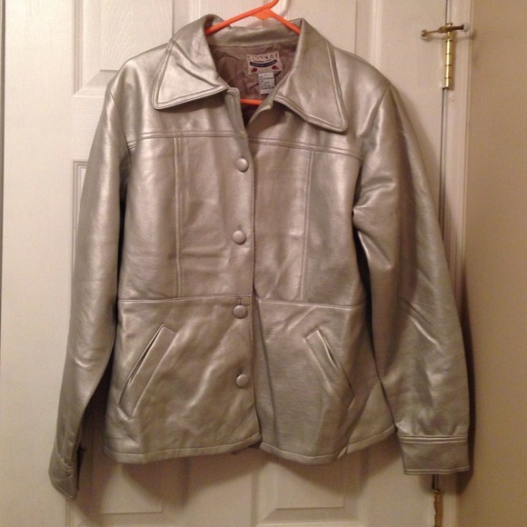 Faux leather silver jacket great for the club!