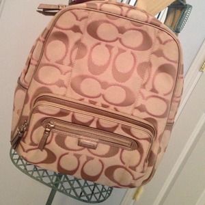 Tan and pink coach poppy backpack!