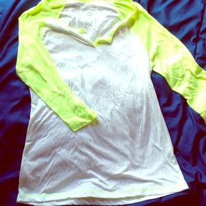 Old Navy baseball style tee short with neon yellow