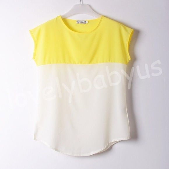NWT colored candy yellow/white loose top. PRETTY! - Picture 2 of 2
