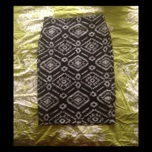 RESERVED: Fitted Aztec Print Pencil Skirt