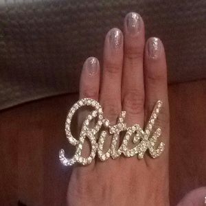 3 finger "Bitch" ring