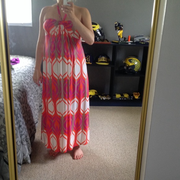 Long halter maternity dress