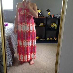 Long halter maternity dress