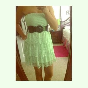 Mint green strapless dress
