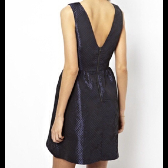 Navy Quilted Pattern Dress - Picture 2 of 3