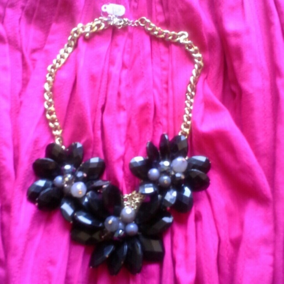 SOLD - Black floral statement necklace