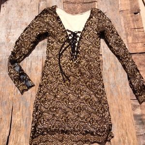 Gold & Black Lace Skull Dress