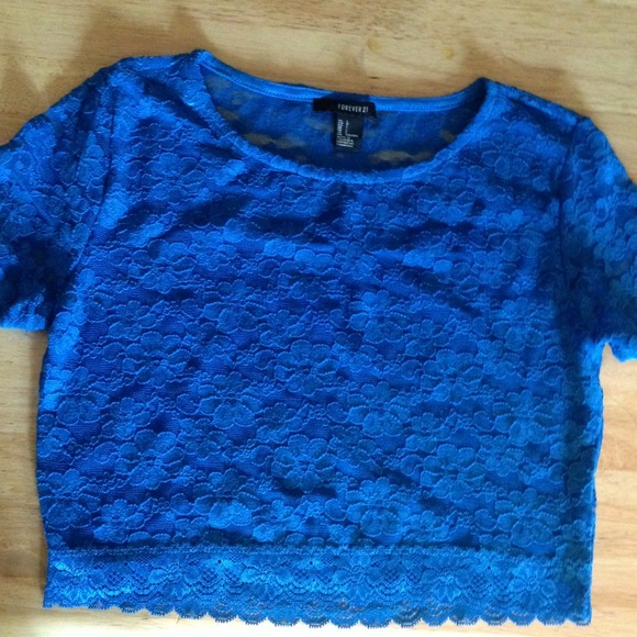 royal blue lace crop top