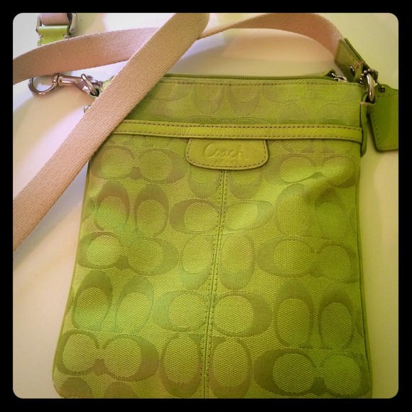 coach lime green authentic cross body purse