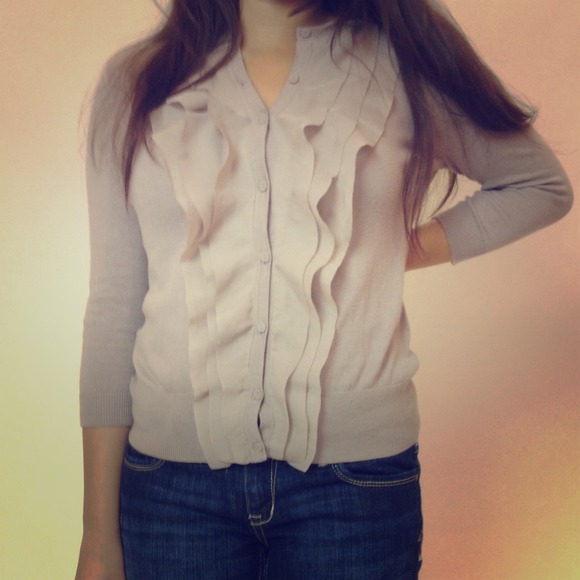Taupe cotton Ann Taylor Loft cardigan
