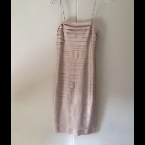 Beautiful beige fitted dress. Size 8. Worn once.