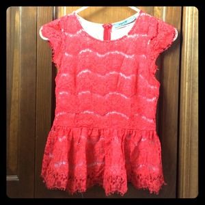 Coral lace peplum top