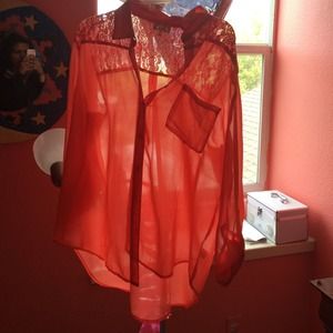 Sheer salmon long sleeve