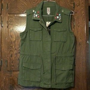 Military-style denim vest