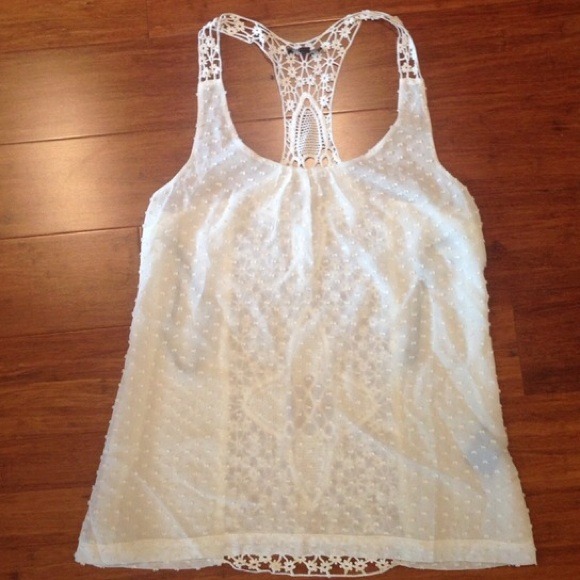 SOLD Bebe white crochet backless tank - Picture 3 of 3