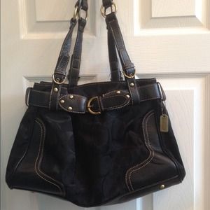 Coach inspired black canvas handbag
