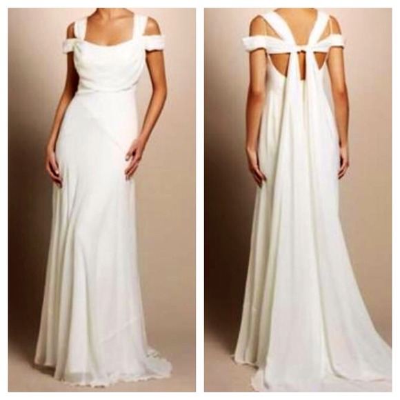 Nicole Miller Georgette Draped Wedding Bridal Gown