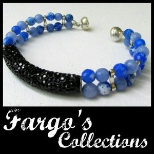SOLD Blue Agate & Crystal Bracelet.