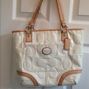 Coach Peyton white patent leather handbag