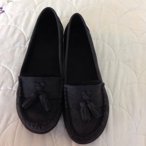Brand new black suede slip on shoes
