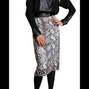 Line & Dot Python Print Sequin Pencil Skirt