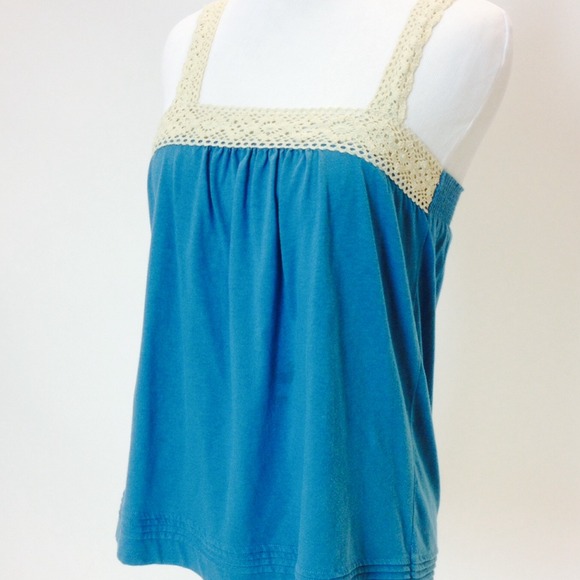 Cerulean tank top with crochet straps