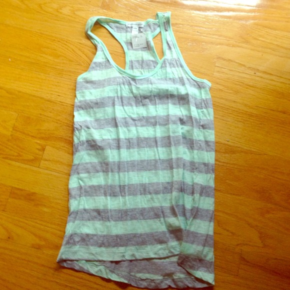 Forever 21 Mint and grey striped tank