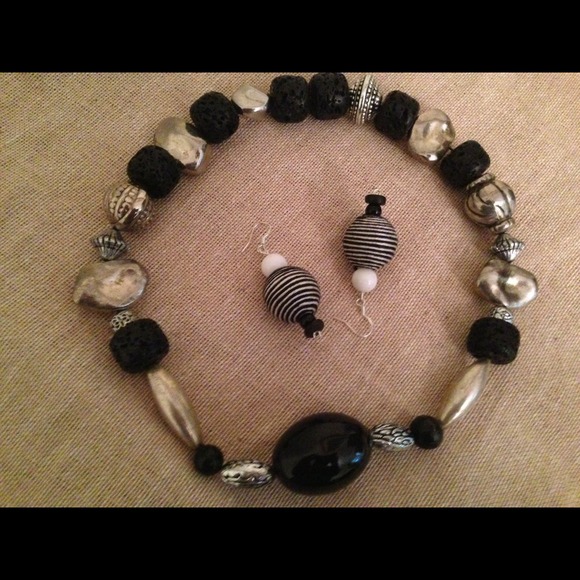 Lava rock necklace/ bracelet and earrings