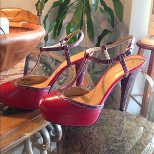 Red Snakeskin Peeptoe