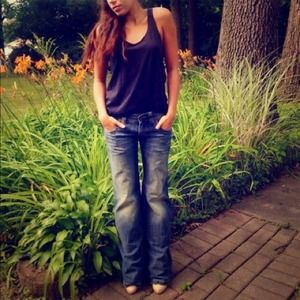 Distressed Wide Leg Denim