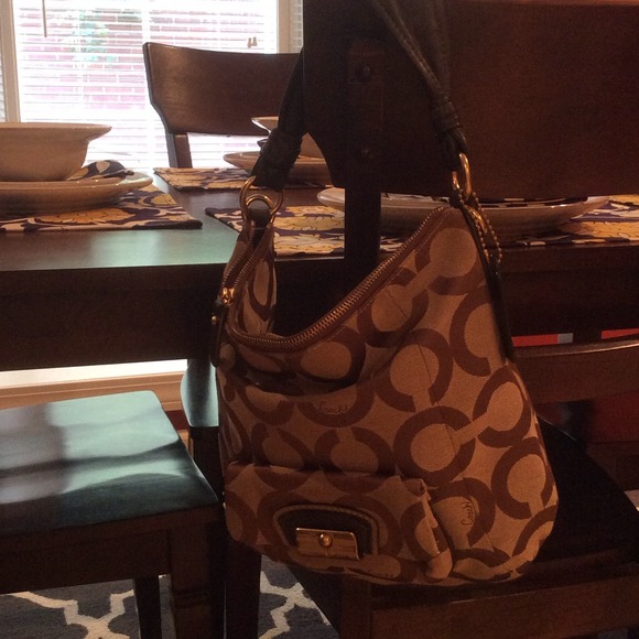 Tan and brown authentic coach purse
