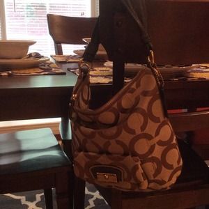 Tan and brown authentic coach purse