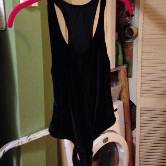 American apparel black velvet thong bodysuit