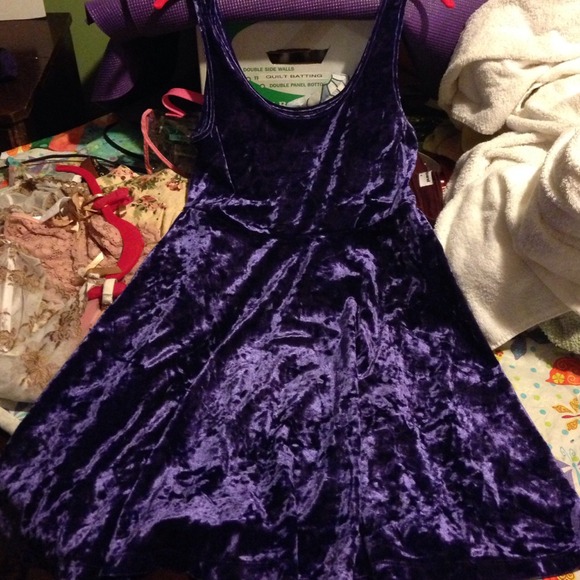 Purple velvet skater dress