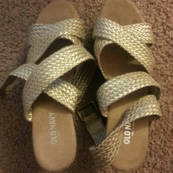 Reposh gold strap wedges