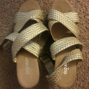 Reposh gold strap wedges