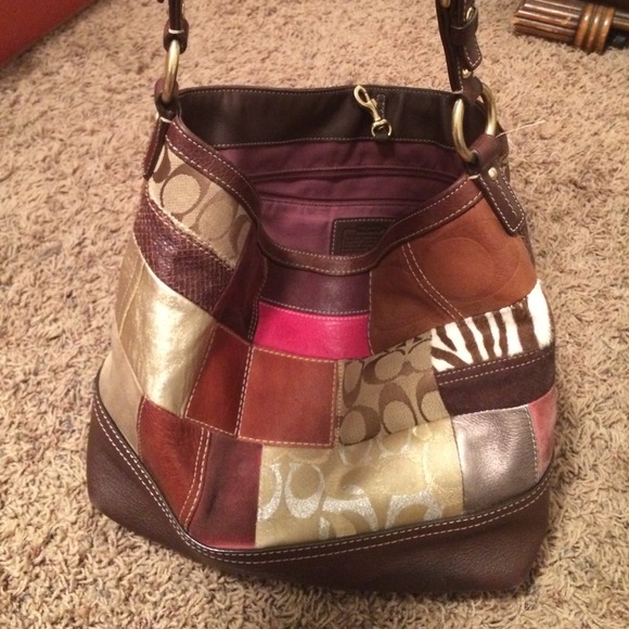 Large leather patchwork coach