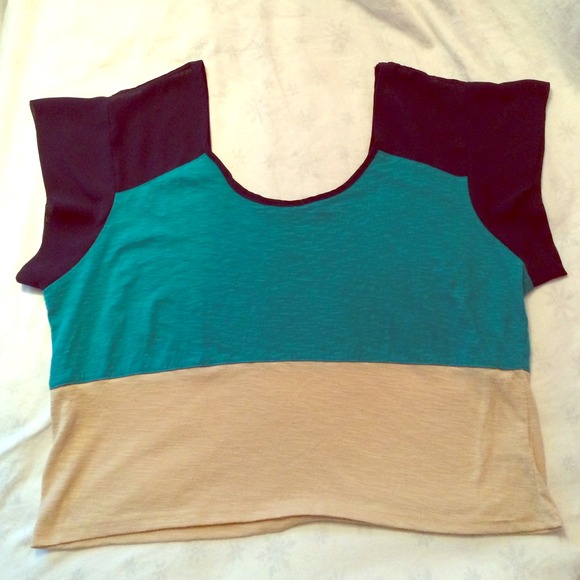 Xhilaration Colorblock Cropped Shirt - Picture 1 of 4