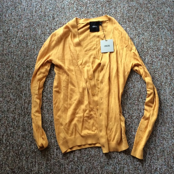 ASOS yellow mustard cardigan men's XS, women's S-M