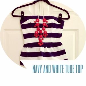 *SOLD* Navy and white striped tube top