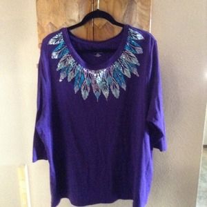 Feathered  ( bling type) purple top