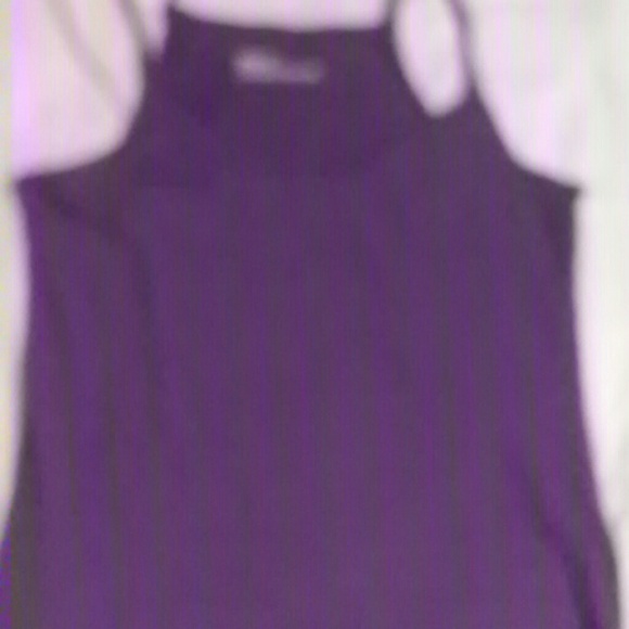 solid purple striped v neck style tank top - Picture 1 of 1