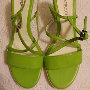 Aerosoles lime green sandals with heels