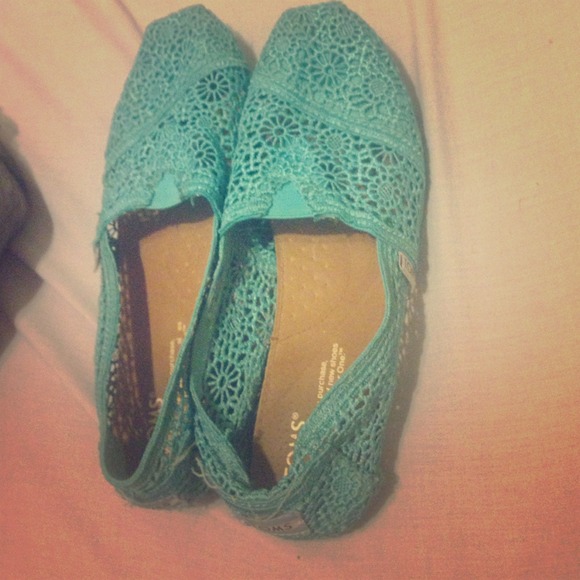 Aqua blue crochet toms