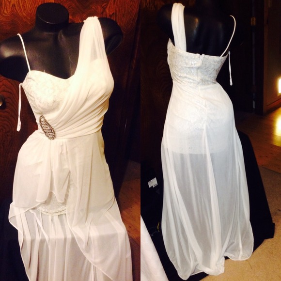 white high low dress