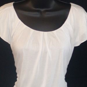 BCBG Max Azria White scoop neck tulip style top